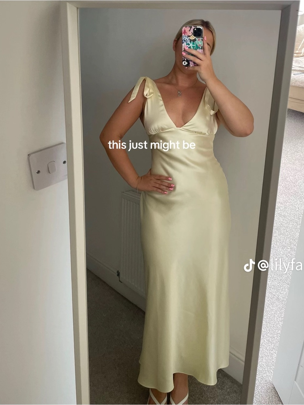 Zara Butter Yellow Satin Effect Midi Dress with Bows
